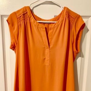 Daniel Rainn Coral/Light Orange Split Neck Blouse